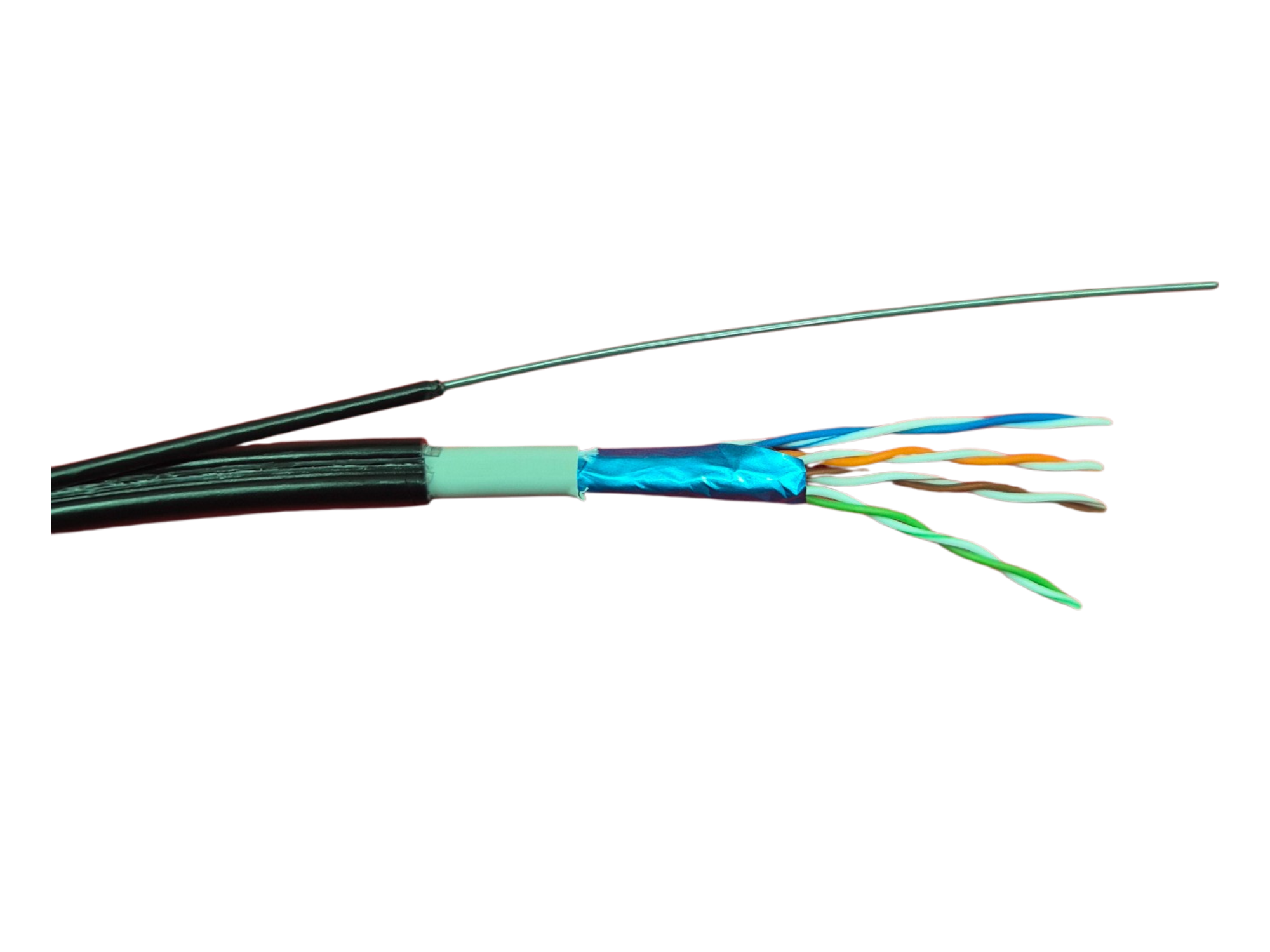 Кабель GEAR FTP 305м, cat.5e, CCA, 4*2*0,51, PVC+PE, зовнішній, сталевий дріт (GEC-FTPCCAOUTSC051305)